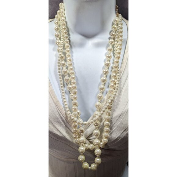 Elegant Glam Time & Tru Layered Faux Pearl Necklace - Picture 1 of 5